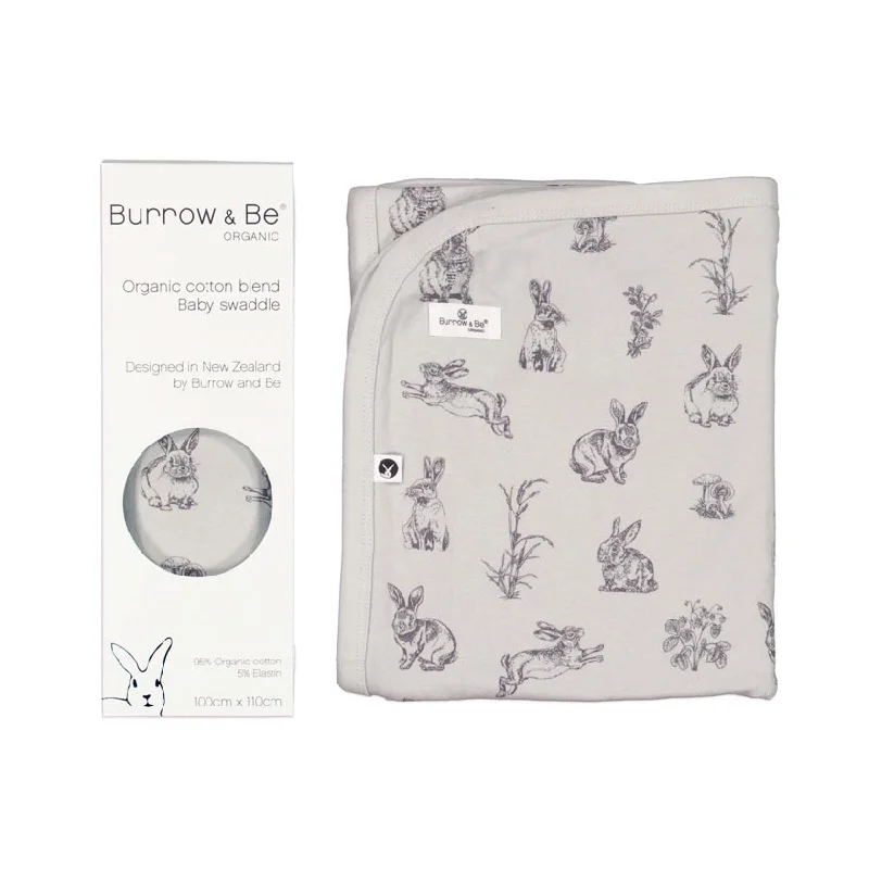 Organic Cotton Baby Wrap - Grey Burrowers