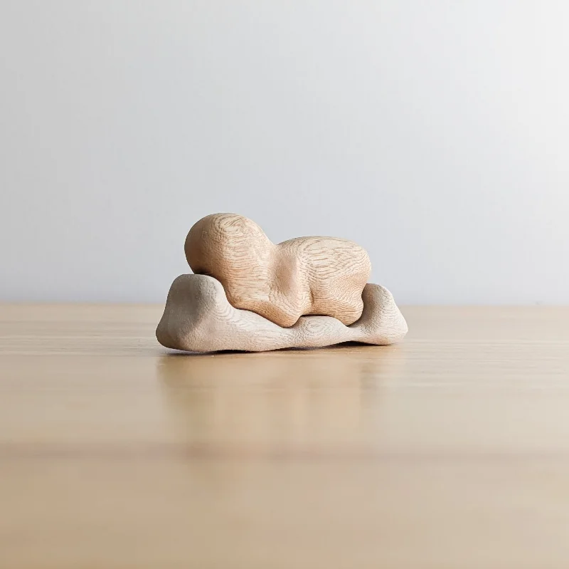 Sleeping Baby Sculpture - Maple Wood