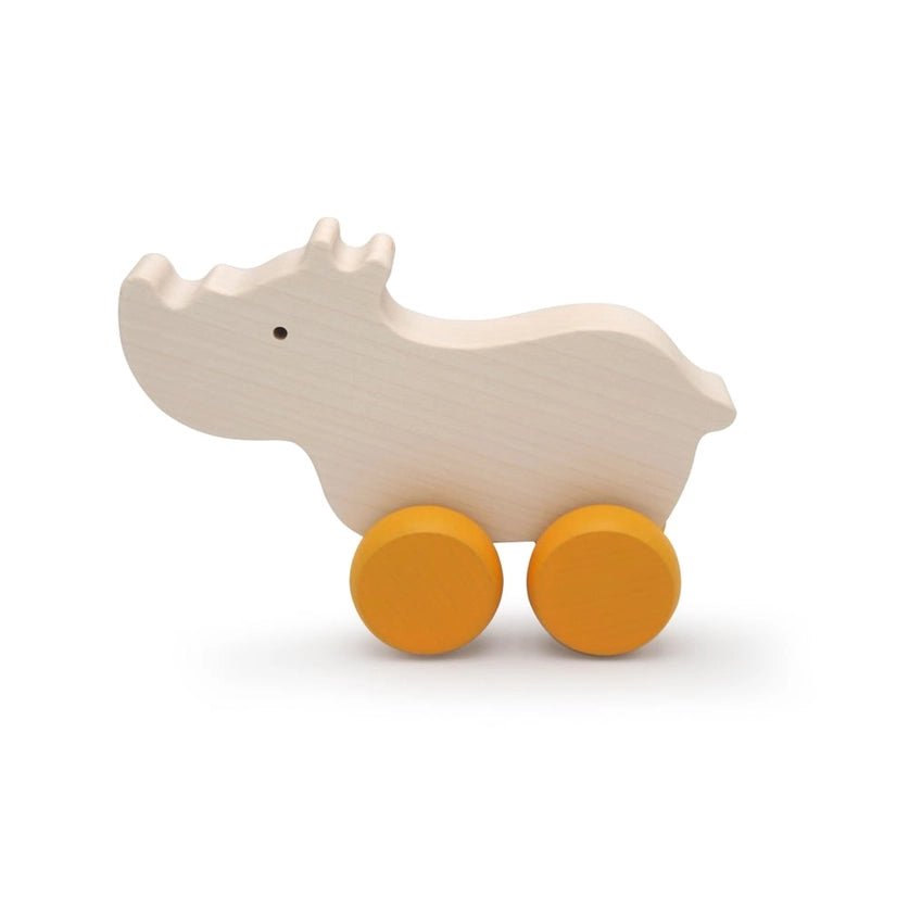 Wooden Rhino Rolling Toy by Briki Vroom Vroom