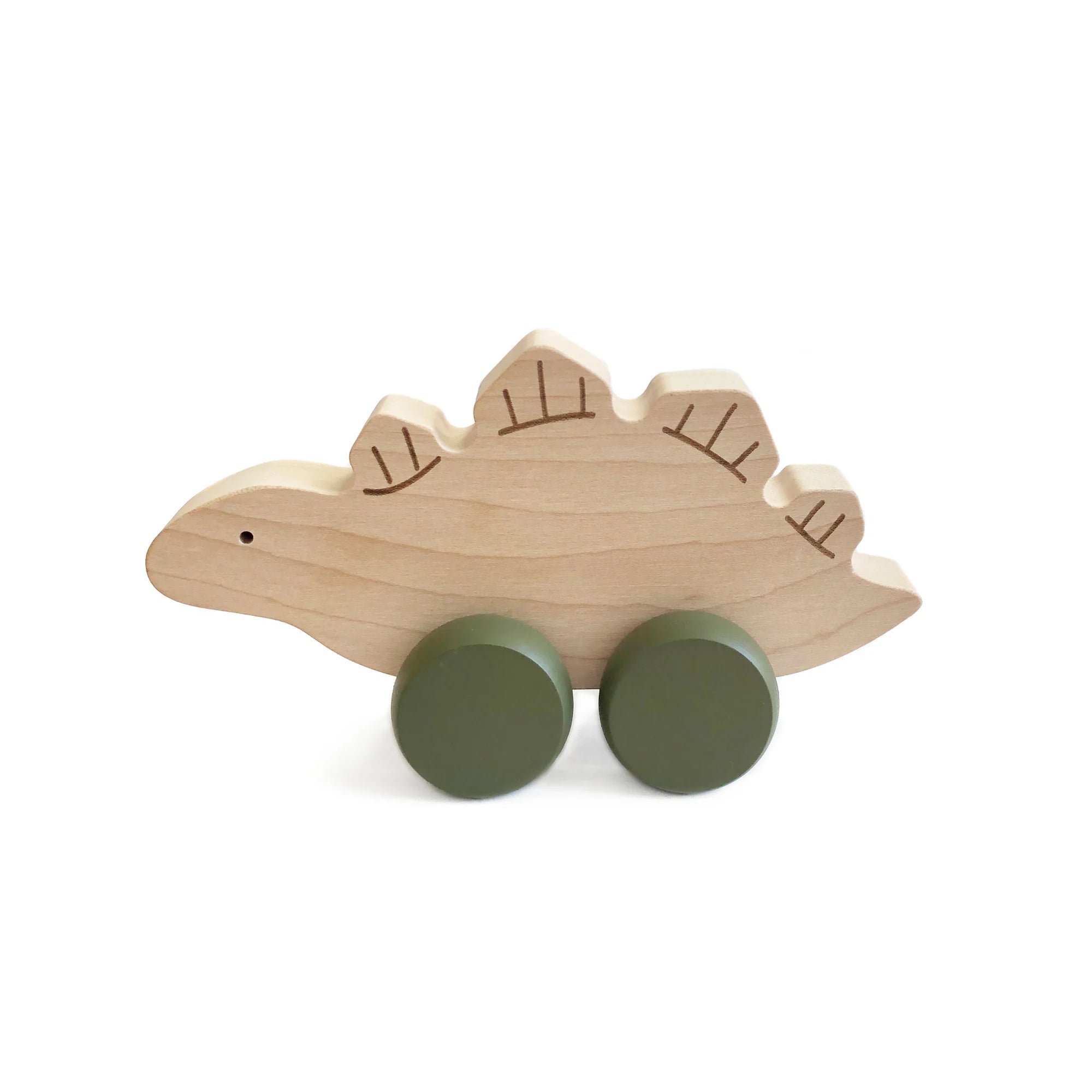 Wooden Stegosaurus Rolling Toy by Briki Vroom Vroom