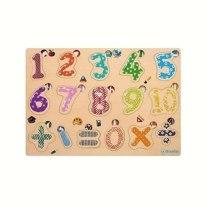 ZUDO Wooden Montessori Educational Pre-School Puzzle Board Toy for Boys and Girls(Wooden Number)