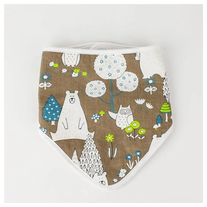 Bandana Baby Bib – Woodland Bear Brown