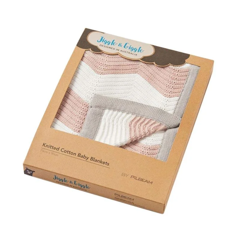 Cotton Zigzag Baby Blanket - Pink