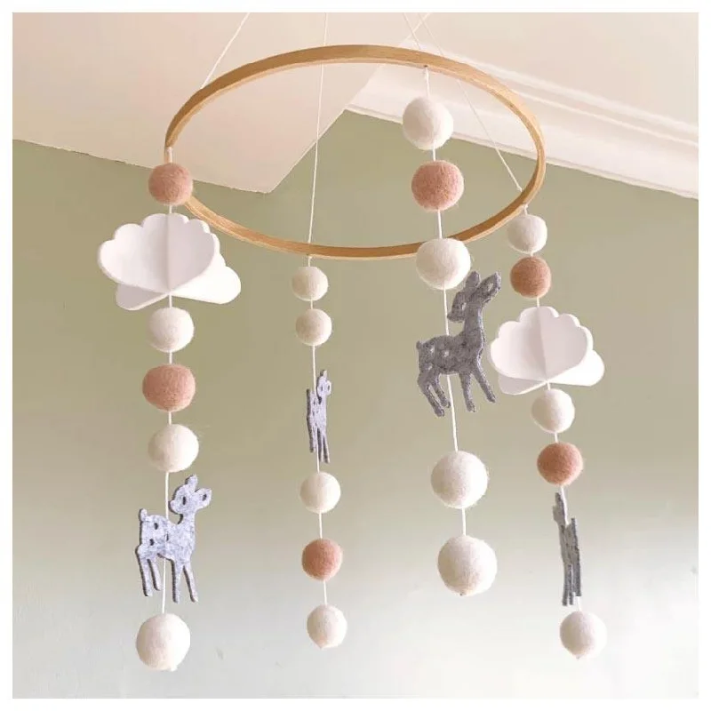 Hand Made NZ Wool Baby Mobile - Blush Bambi