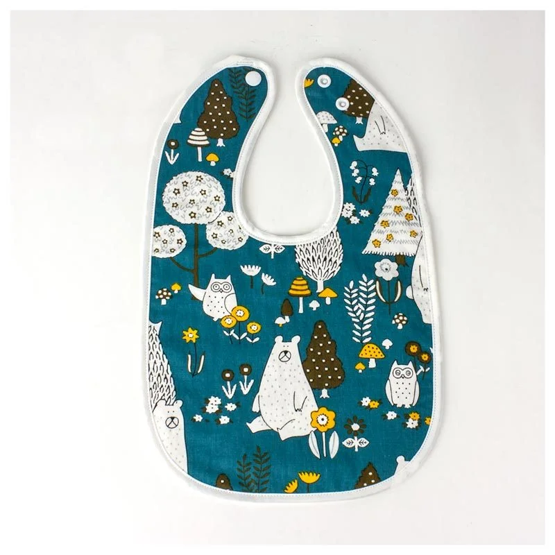 Large Baby Bib – Woodland Bear Blue